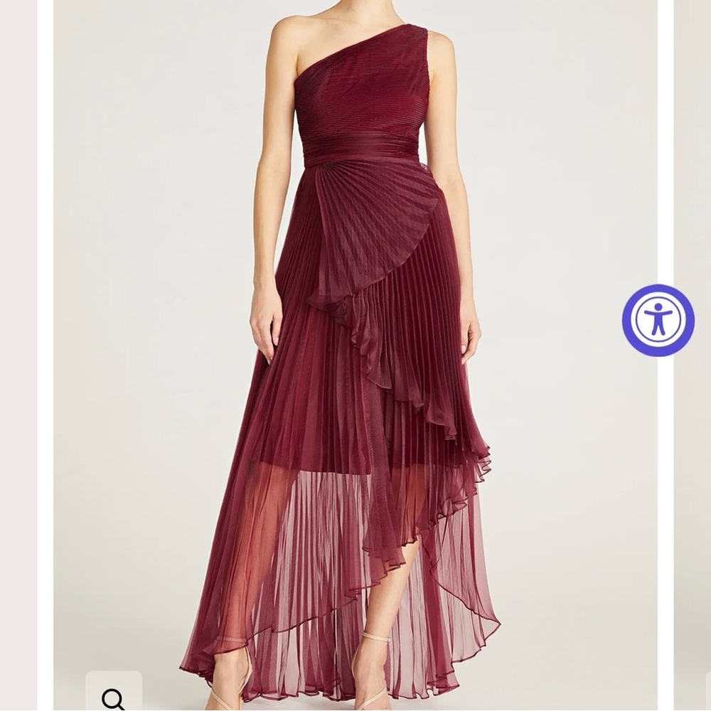 Theia Geneva Pleated Organza Gown